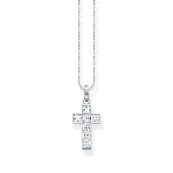 Thomas Sabo Kette Kreuz mit weissen Steinen